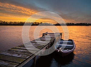 Fishing boats in the light of the setting sun