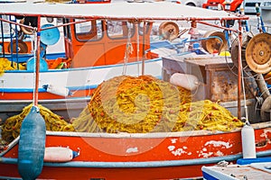 Fishing boats in the marina, Crete Island, Greece