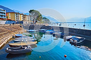 The fishing boats in marina, Lake Maggiore, Locarno, Switzerland