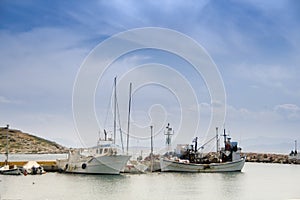 Fishing boats at marina of Pachi, Greece