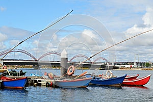 Fishing boats on Mondego river marina