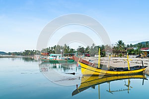 Fishing boats moored on Bang Kao beach