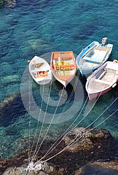 Fishing boats moored in Cinque Terre