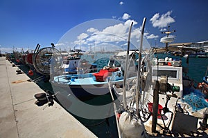 Fishing boats moored in the port of Cyprus