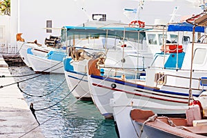 Fishing boats in Naousa village, Paros island, Cyclades, Greece