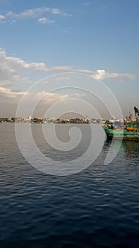 Fishing boats near the seashore