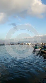 Fishing boats near the seashore