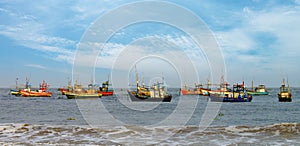 Fishing boats in the ocean