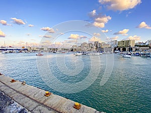 Fishing boats at old venetian port of Heraklion, Greece