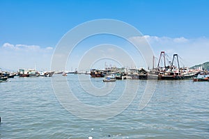 Fishing boats parking at Yangjiang Harbor of China