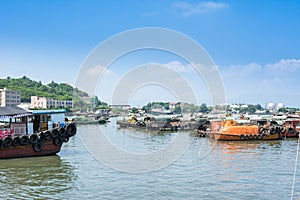Fishing boats parking at Yangjiang port, China
