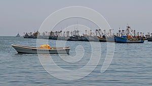 Fishing boats in the harbour of Paracas. Ica, Peru