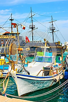 Fishing boats in the port of Ayia Napa in Cyprus
