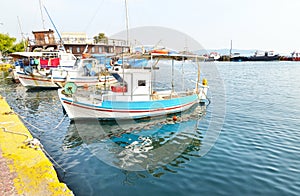 Fishing boats at the port of Eleusis Greece