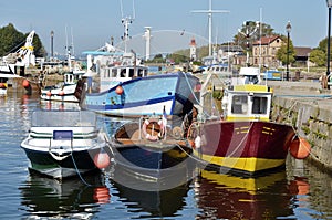 Fishing boats in the port Of Honfleur in France
