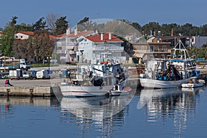 Fishing Boats at the Port of village of Keramoti, East Macedonia and Thrace, Greece