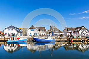 Fishing boats in the port of Vitte on the island Hiddensee, Germany
