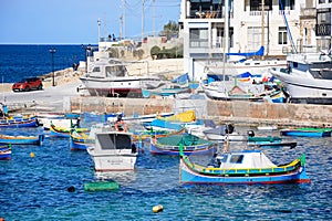 Fishing boats in San Pawl harbour, Malta.