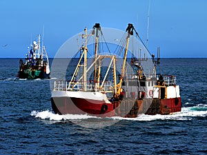 Fishing Boats Underway at Sea