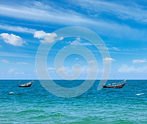 Fishing boats in sea. Mui Ne, Vietnam