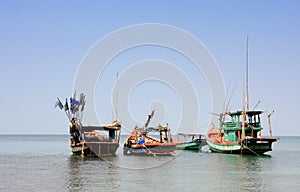 Fishing boats on the sea in Phuket, Thailand