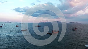 Fishing boats in the sea. Vietnam