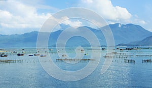 Fishing boats in the sea in Vietnam, Asia