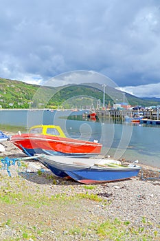 Fishing boats on a seashore