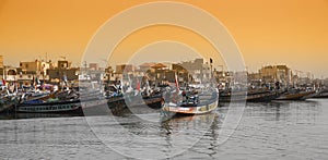 Fishing boats in  Senegal, called pirogue or piragua or piraga photo