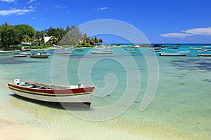 Fishing boats in shallow water, Mauritius