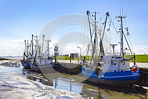 Fishing boats and ships at the pier in Germany