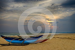 Fishing boats on the shore of the ocean