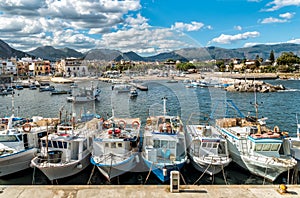 Fishing boats in the small harbor of Isola delle Femmine, Sicily