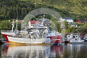 Fishing boats in small harbor, Norway