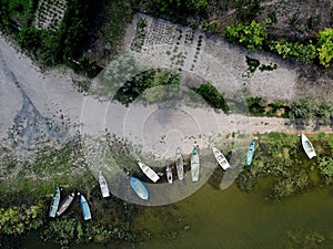 Fishing boats in a small village