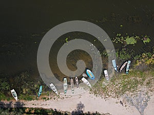 Fishing boats in a small village