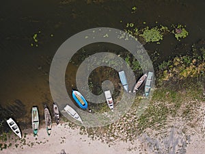 Fishing boats in a small village