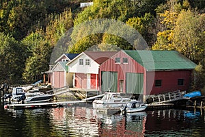 Fishing boats stand at the dock