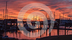 Fishing boats at sunset in Marina