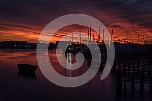 Fishing boats at sunset in Marina