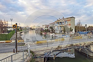 Fishing boats and sunset view in Menekse district