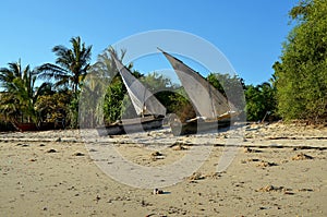 Fishing boats in Unguja Ukuu village, Zanzibar photo