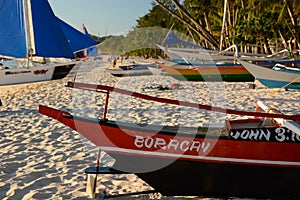 Fishing boats. White beach station 3. Boracay Island. Western Visayas. Philippines