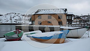 FIshing boats in winter