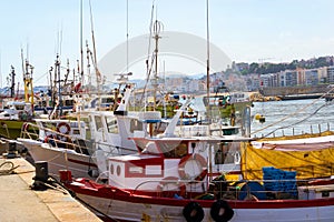 Fishing boats and yachts in port Blanes. Spain