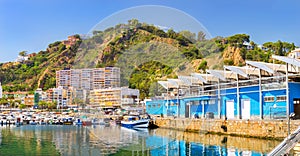 Fishing boats and yachts in port Blanes. Spain