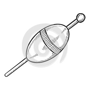 Fishing bobber isolated doodle hand drawn sketch with outline style