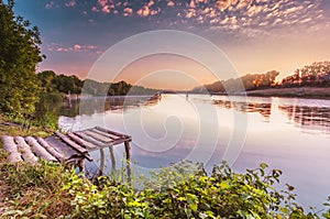 Fishing bridge on a summer morning