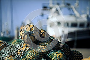 Fishing buoys in a fishing port