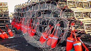 Fishing buoys and lobster traps